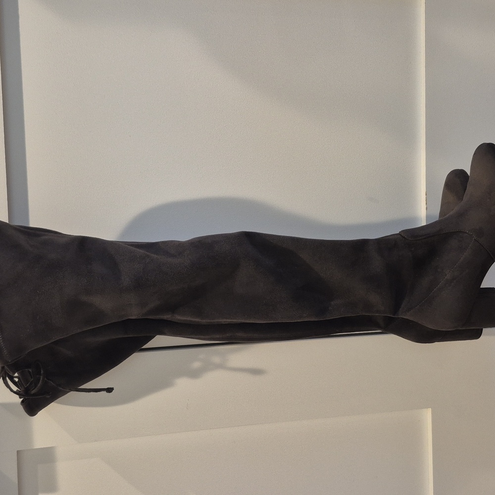 Stuart Weitzman Charcoal Suede Over-the-Knee Boots